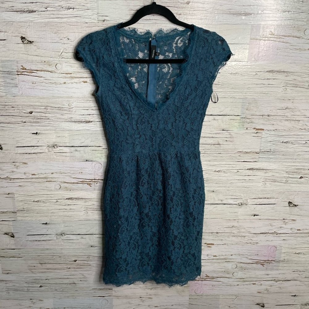 Aritzia Teal Lace Mini Dress